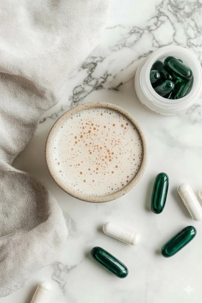 Estilo de vida wellness — tapete de yoga, planta e acessórios